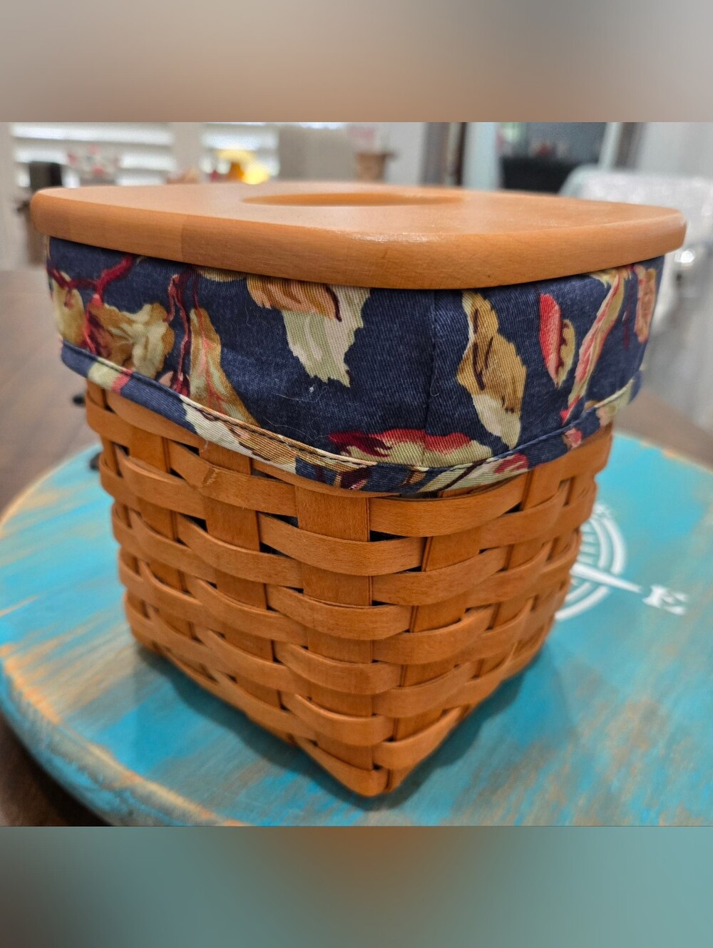 Longaberger Tall Tissue Basket And Liner.